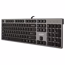 A4Tech KV-300H, Taille réelle (100 %), Avec fil, USB, QWERTY, Noir, Gris