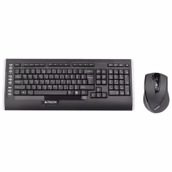 A4Tech 9300F, Taille réelle (100 %), Sans fil, RF sans fil, QWERTY, Noir, Souris incluse