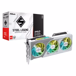 Asrock AMD Radeon RX 9060 XT Steel Legend 16GB OC, Radeon RX 9060 XT, 16 Go, GDDR6, 128 bit, 7680 x 4320 pixels, PCI Express  ...