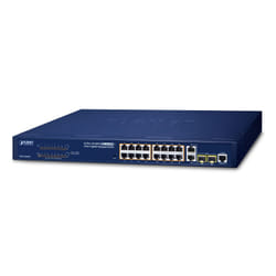 PLANET FGSW-1816HPS commutateur réseau Géré L2 Fast Ethernet (10/100) Connexion Ethernet, supportant l'alimentation via ce port (PoE) Bleu