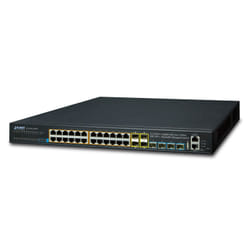 PLANET SGS-6341-24P4X commutateur réseau Géré L3 Gigabit Ethernet (10/100/1000) Connexion Ethernet, supportant l'alimentation via ce port (PoE) 1U Noir