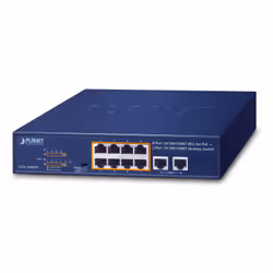 PLANET GSD-1008HP, Non-géré, Gigabit Ethernet (10/100/1000), Full duplex, Connexion Ethernet, supportant l'alimentation via c ...