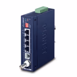 PLANET IP30 Industrial Gigabit Ethern, Émetteur et récepteur réseau, 1200 m, IEEE 802.3, IEEE 802.3ab, IEEE 802.3u, Bleu, Mét ...