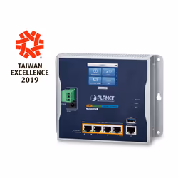 PLANET IP30 Industrial Wall-mount, Gigabit Ethernet, Bleu, Gris
