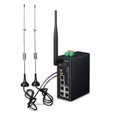 PLANET Industrial 4G LTE Cellular WL, Noir, rail DIN, IP30, CE, Externe, SMA