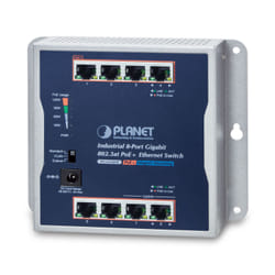 PLANET IP30 Industrial 8-Port Non-géré Gigabit Ethernet (10/100/1000) Connexion Ethernet, supportant l'alimentation via ce port (PoE) Gris