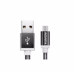 ADATA 1m, USB2.0-A/USB2.0 Micro-B, 1 m, USB A, Micro-USB B, USB 2.0, Mâle/Mâle, Noir