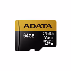 ADATA Premier ONE V90, 64 Go, MicroSDXC, Classe 10, UHS-II, 275 Mo/s, 155 Mo/s