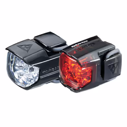 Topeak TMS067, Feu arrière + feu avant (set), Noir, Plastique, LED, Feu clignotant, Feu continu, Rouge, Blanc