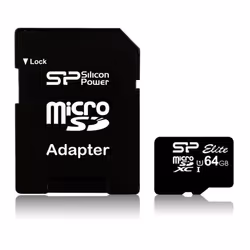 Silicon Power Ellite, 64 Go, MicroSDXC, Classe 10, UHS-I, 85 Mo/s, Class 1 (U1)