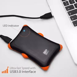 Silicon Power Armor A30, Boîtier disque dur/SSD, Connectivité USB, Noir, Orange