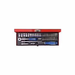 KING TONY - Coffret 1/4" 45 pièces douilles et embouts Caractéristiques principales de ce produit : Coffret métallique. Douil ...