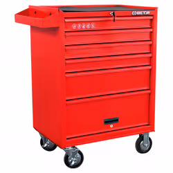 Tiroirs sur glissières à billes. 4 roues dont 2 directrices avec freins. Fermeture centralisée par clé. Fermeture individuell ...