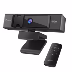j5create JVCU435-N Webcam USB™ 4K Ultra HD avec télécommande de zoom numérique 5x, 8,29 MP, 3840 x 2160 pixels, Full HD, 30 i ...