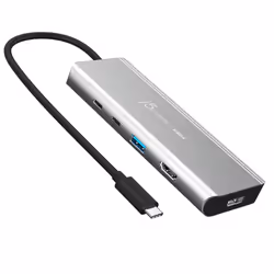 j5create JCD401-N HUB Multi-Ports USB4™ Double 4K, Avec fil, USB 3.2 Gen 2 (3.1 Gen 2) Type-C, 85 W, Argent, 10 Gbit/s, 4K Ul ...