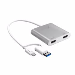 j5create JCA365-N Adaptateur Multi-Moniteurs USB-C® vers Double HDMI™, 3.2 Gen 1 (3.1 Gen 1), USB Type-A, USB Type-C, Sortie ...
