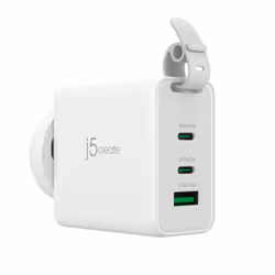 j5create Chargeur de voyage 65 W GaN USB-C 3 ports avec prises secteur interchangeables et câble USB-C