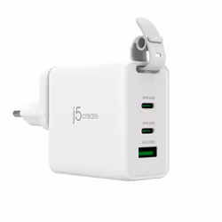 j5create Chargeur de voyage 65 W GaN USB-C 3 ports avec prises secteur interchangeables et câble USB-C