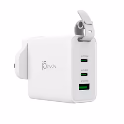 j5create Chargeur de voyage 65 W GaN USB-C 3 ports avec prises secteur interchangeables et câble USB-C - Vue supplémentaire 4