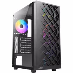 Azza Spectra, Midi Tower, PC, Noir, ATX, ITX, micro ATX, Caoutchouc, Acier, Verre trempé, Bleu, Vert, Rouge