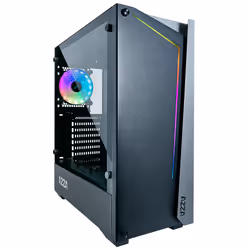 Azza APOLLO 430, Midi Tower, PC, Noir, Transparent, ATX, micro ATX, Verre trempé, Jouer