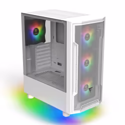 Boîtier PC Moyen Tour ATX - Gamdias - Athena M6 Lite RGB - Panneaux vitrés - Blanc - TU