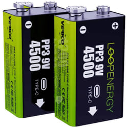 Verico - LoopEnergy usb-c Pile rechargeable 6LR61 (9V) Li-Ion 500 mAh 7.4 v 2 pc(s)