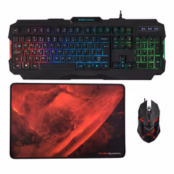 Mars Gaming MCP118PORTU, Avec fil, USB, Clavier à membrane, QWERTY, LED RGB, Noir