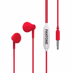 Pantone PT-WDE001R1, Avec fil, Appels/Musique, 20 - 20000 Hz, 10 g, Écouteurs, Rouge, Blanc