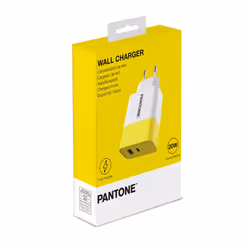 Pantone PT-PDAC02Y chargeur d'appareils mobiles Smartphone, Tablette Blanc, Jaune Secteur Charge rapide Intérieure