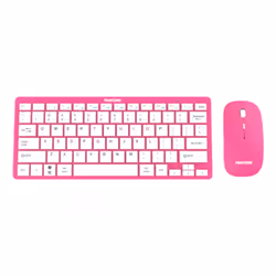 Pantone PT-KB09P1, Sans fil, RF sans fil, Commutateur de touche « ciseaux », QWERTY, Rose, Souris incluse
