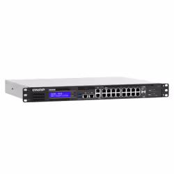 QNAP QGD-1602P Géré L2 Gigabit Ethernet (10/100/1000) Connexion Ethernet, supportant l'alimentation via ce port (PoE) 1U Noir, Gris