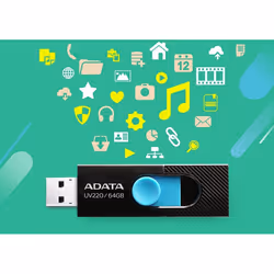 ADATA UV220 lecteur USB flash 64 Go USB Type-A 2.0 Noir, Bleu