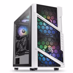 Thermaltake Commander C31 TG Snow ARGB Edition, Midi Tower, PC, Noir, Blanc, ATX, micro ATX, Mini-ITX, SPCC, Verre trempé, Bl ...