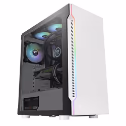 Thermaltake H200 TG Snow RGB, Midi Tower, PC, Blanc, ATX, micro ATX, Mini-ITX, SPCC, 18 cm