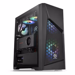 Thermaltake Commander G32 TG ARGB, Midi Tower, PC, Noir, ATX, micro ATX, Mini-ITX, SPCC, Jouer