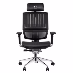 Thermaltake CyberChair E500, Siège respirant, Dossier en mesh, Noir, Noir, Aluminium, Noir, Argent