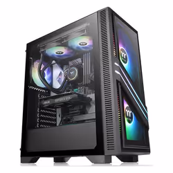 Thermaltake Versa T35 TG RGB, Midi Tower, PC, Noir, ATX, micro ATX, Mini-ITX, SPCC, Verre trempé, Jouer