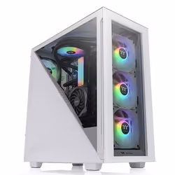 Thermaltake Divider 300 TG Snow ARGB, Midi Tower, PC, Blanc, ATX, micro ATX, Mini-ITX, SPCC, Multicolore