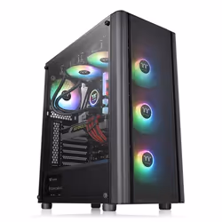 Thermaltake V250 TG ARGB, Midi Tower, PC, Noir, ATX, micro ATX, Mini-ITX, SPCC, Jouer