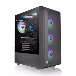Thermaltake S200 TG ARGB, Midi Tower, PC, Noir, ATX, micro ATX, Mini-ITX, SPCC, Verre trempé, 16,6 cm