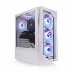 Thermaltake View 200 TG Snow ARGB, Midi Tower, PC, Blanc, ATX, micro ATX, Mini-ITX, Verre trempé, Multicolore