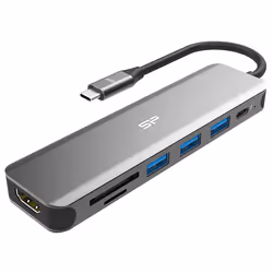 Silicon Power Boost SU20, USB 3.2 Gen 1 (3.1 Gen 1) Type-C, 60 W, Gris, MicroSD (TransFlash), MicroSDHC, MicroSDXC, SDHC, SDX ...