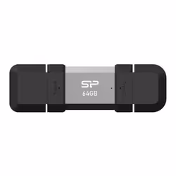 Silicon Power SP064GBUC3C51V1S, 64 Go, USB Type-A / USB Type-C, 3.2 Gen 1 (3.1 Gen 1), 120 Mo/s, Casquette, Noir, Argent