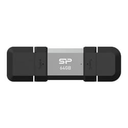 Silicon Power SP064GBUC3C51V1S lecteur USB flash 64 Go USB Type-A / USB Type-C 3.2 Gen 1 (3.1 Gen 1) Noir, Argent