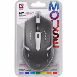 Defender HIT MB-601, Ambidextre, Optique, USB Type-A, 1200 DPI, Noir