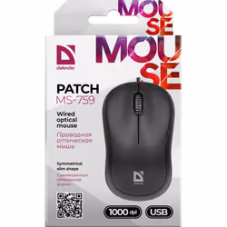 Defender PATCH MS-759 souris Ambidextre USB Type-A Optique 1000 DPI