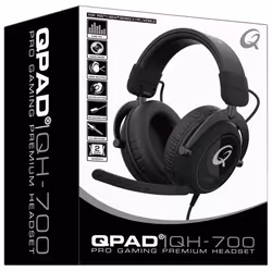 QPAD QH700, Avec fil, Jouer, 15 - 25000 Hz, 350 g, Casque, Noir