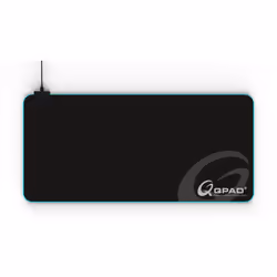 QPAD FLX900, Noir, Monochromatique, Tissu, Alimenté par port USB, Rouge/Vert/Bleu, Tapis de souris de jeu