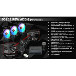 RAIJINTEK EOS 12 RBW ADD Carte-mère, Processeur Ventilateur 12 cm Noir, Blanc 2 pièce(s)